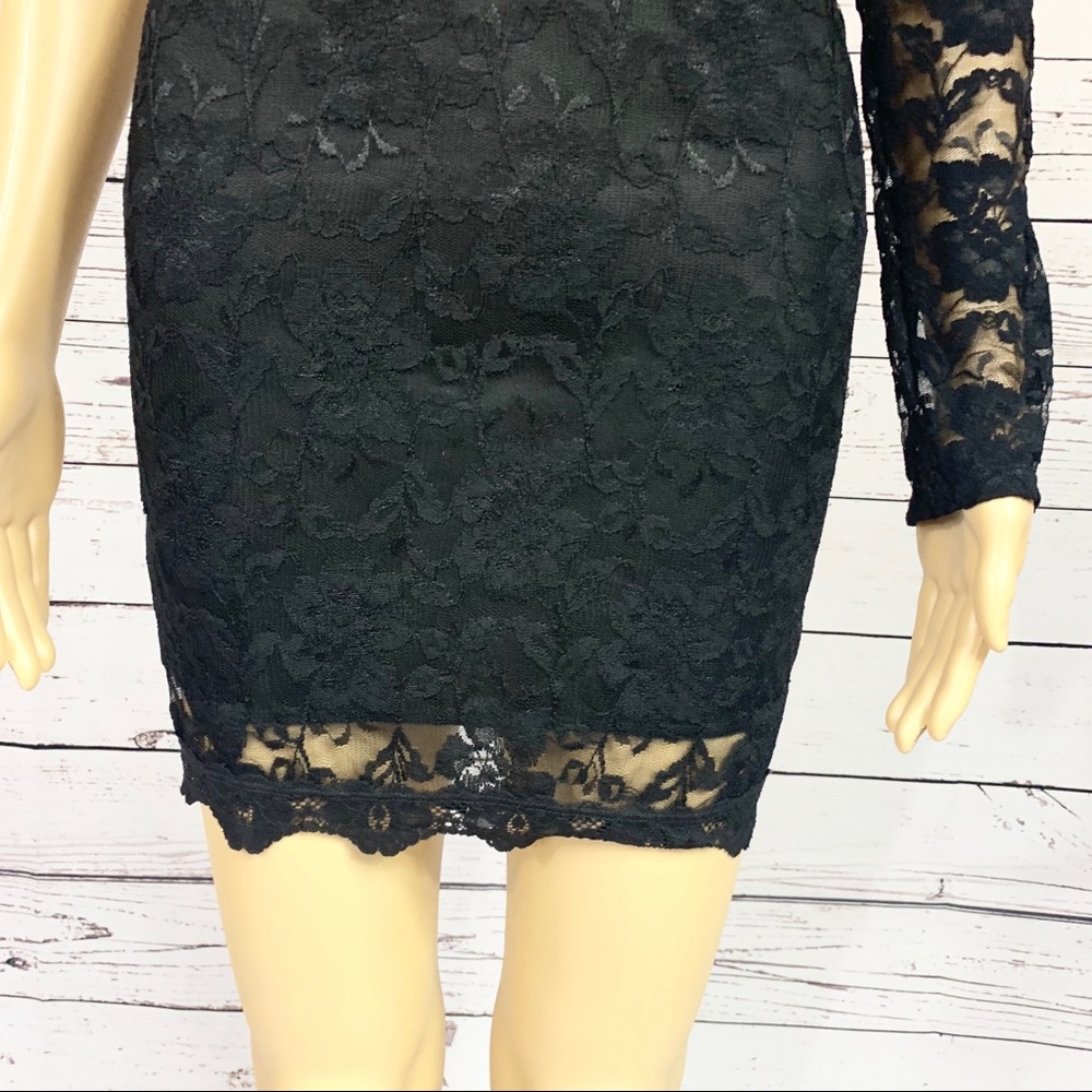 Charlotte Russe Black Lace One Shoulder Mini Dress Small - Picture 3 of 7